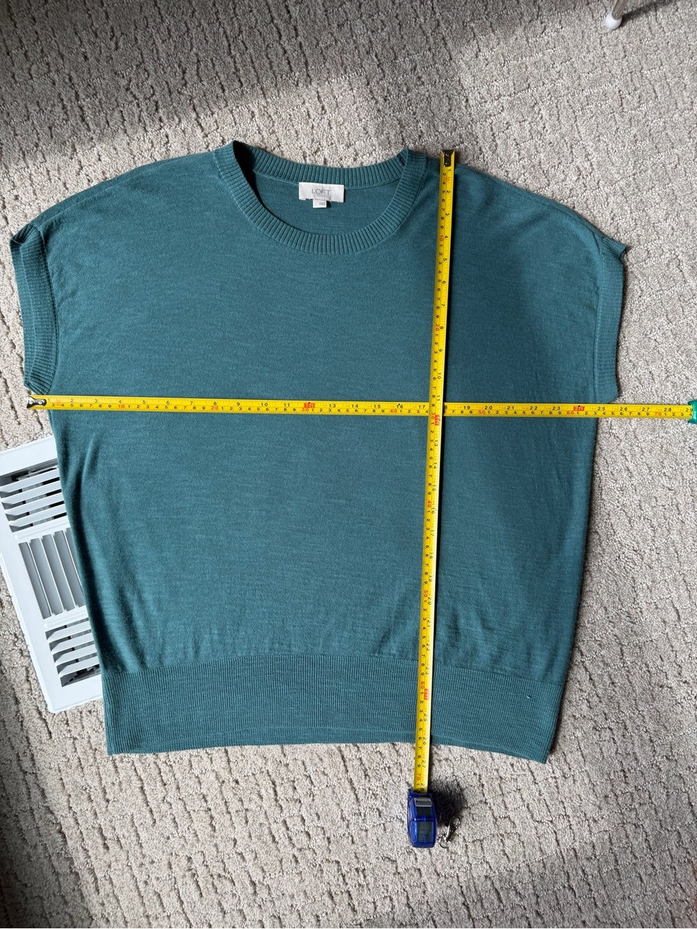 LOFT Teal Crew Neck Short-Sleeve Sweater - Picture 5 of 7